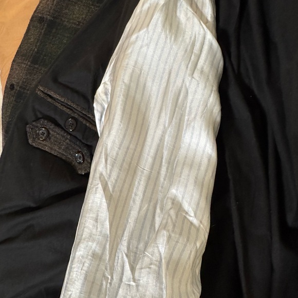 Oliver Spencer Grandpa Combe Navy and Green Wool Coat - Picture 8 of 10